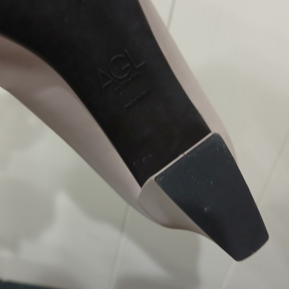 $385 AGL Leather Mila Cap Toe Pump Block Heel Shoes Sz 35.5/ 5.5US Made In Italy - Picture 10 of 13